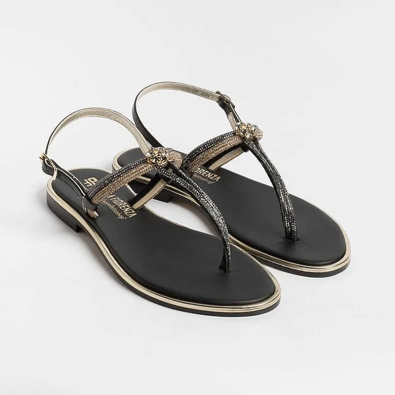 PAOLA FIORENZA Low Sandals* - Flat Thong Sandals - Ss2378 - Ambra Black