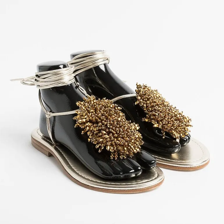 PAOLA FIORENZA Low Sandals* - Flat Thong Sandals - Ss2346 Gold