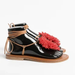 PAOLA FIORENZA Flip-Flops Sandals* - Flat Thong Sandals - Ss2346 Red Leather