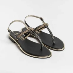PAOLA FIORENZA Flip-Flops Sandals* - Flat Thong Sandals - Ss2378 - Ambra Black