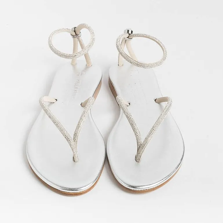 PAOLA FIORENZA Flip-Flops Sandals* - Flat Thong Sandals Fd03 - Silver