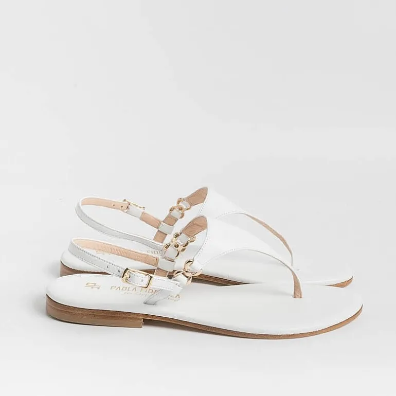 PAOLA FIORENZA Flip-Flops Sandals* - Triangle Flat Thong Sandals - White
