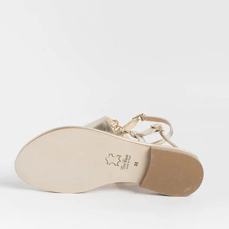 PAOLA FIORENZA Flip-Flops Sandals* - Triangle Flat Thong Sandals - Platinum