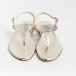 PAOLA FIORENZA Flip-Flops Sandals* - Triangle Flat Thong Sandals - Platinum