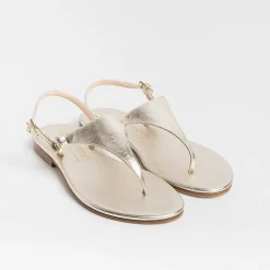 PAOLA FIORENZA Low Sandals* - Triangle Flat Thong Sandals - Platinum