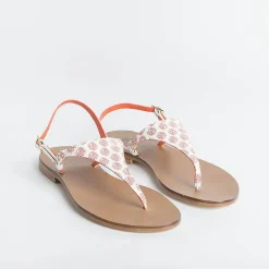 PAOLA FIORENZA Low Sandals* - Triangle Flat Thong Sandals - Coral