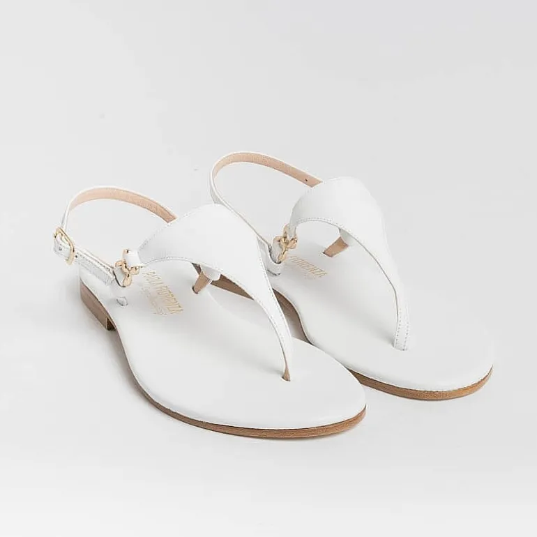 PAOLA FIORENZA Wedding Shoes* - Triangle Flat Thong Sandals - White