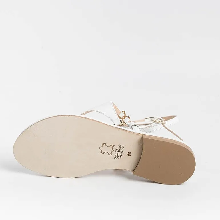 PAOLA FIORENZA Wedding Shoes* - Triangle Flat Thong Sandals - White