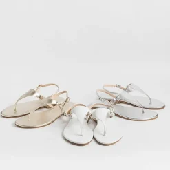 PAOLA FIORENZA Wedding Shoes* - Triangle Flat Thong Sandals - White