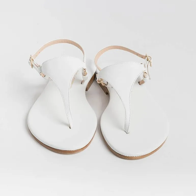 PAOLA FIORENZA Wedding Shoes* - Triangle Flat Thong Sandals - White