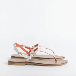 PAOLA FIORENZA Flip-Flops Sandals* - Triangle Flat Thong Sandals - Coral