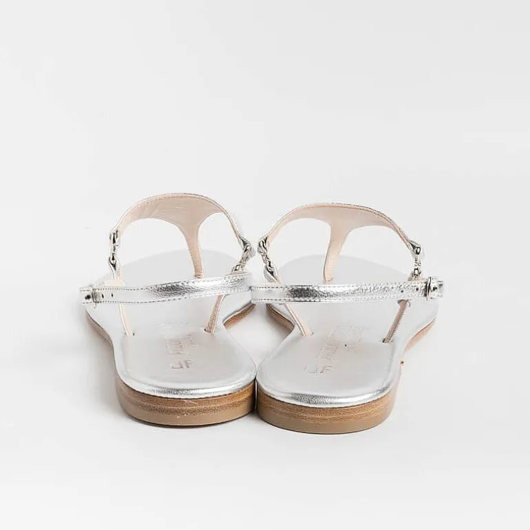 PAOLA FIORENZA Flip-Flops Sandals* - Triangle Flat Thong Sandals - Silver