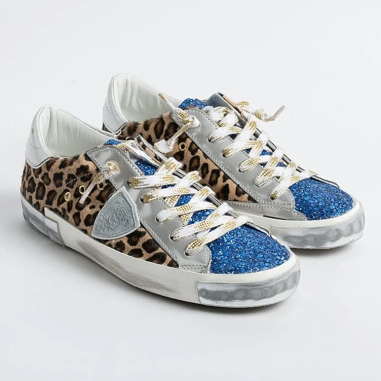 Philippe Model Paris Sneakers*Philippe Model - Sneakers Prld Lg01 - Parisx - Leopard Bluette