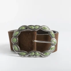 PUNTO VITA Belts* - Belt Pv1664 - Dark Brown / Green Suede