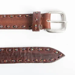 PUNTO VITA Belts* - Belt Pv1137 - Dark Brown / Embroidery