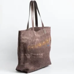 SACHET Tote Bags* - Shoulder Bag - 485 - Vintage Dark Brown Fabric